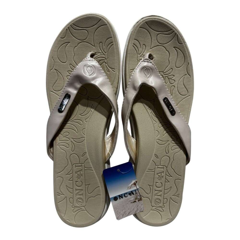 ONCAI Beige Pearl women’s Flip Flop Comfort Sandals Size 12